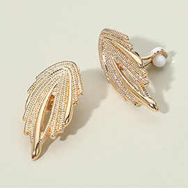 Textured Metal Abstract Clip On Earrings