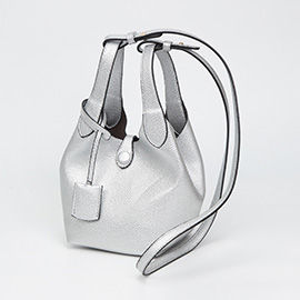 Pebbled Faux Leather Bucket Bag / Handbag / Crossbody Bag