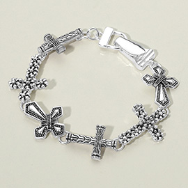 Antique Metal Cross Link Magnetic Bracelet