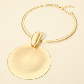 Bold Metal Disc Accent Statement Necklace