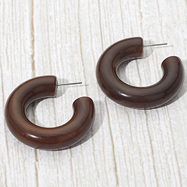 Chunky Marbled Resin Hoop Earrings