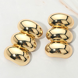 Chunky Metal Triple Pebbled Link Drop Earrings