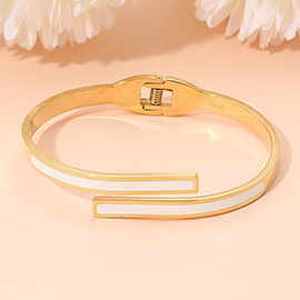 Stainless Steel Minimalist Overlap Hinged Bangle Bracelet