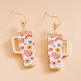 Enamel Retro Love Groovy Pattern Tumbler Dangle Earrings