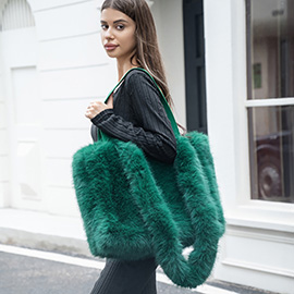 Fluffy Faux Fur Oversized Tote Bag / Handbag