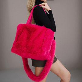 Fluffy Faux Fur Oversized Tote Bag / Handbag