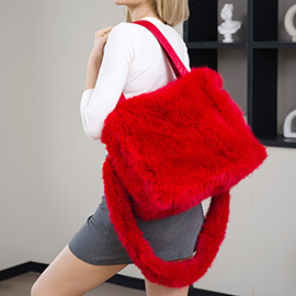 Fluffy Faux Fur Oversized Tote Bag / Handbag