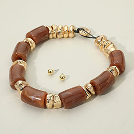 Chunky Marbled Resin Beaded Statement Necklace