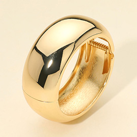 Wide Dome Metal Hinged Bangle Bracelet