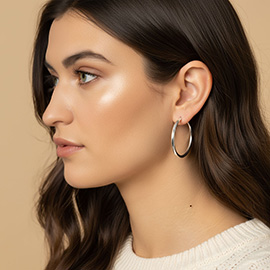 White Gold Dipped Classic Hoop Earrings