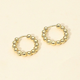 14K Gold Dipped Beaded Hoop Earrings