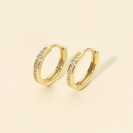 14K Gold Dipped CZ Stone Paved Mini Huggie Hoop Earrings