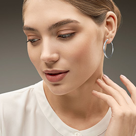 White Gold Dipped Classic Pin Catch Hoop Earrings