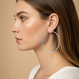 White Gold Dipped Classic Pin Catch Hoop Earrings