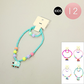 12 SET OF 2 - Kids Vehicle Pendant Beaded Jewelry Set