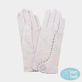 Contrast Stitch Accent Smart Touch Gloves
