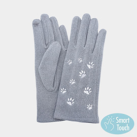 Paw Embroidered Pattern Elegant Smart Touch Gloves