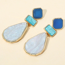 Geometric Resin Plate Link Drop Earrings