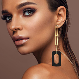 Bold Resin Square Link Paperclip Chain Drop Earrings