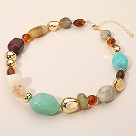 Chunky Abstract Beaded Statement Necklace