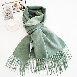 Two-Tone Cashmere Feel Fringe Edge Scarf