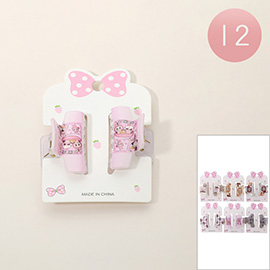 12 SET OF 2 - Monster Bunny Printed Hair Claw Clip Set