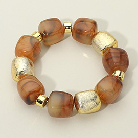 Chunky Marble Textured Beaded Stretch Bracelet