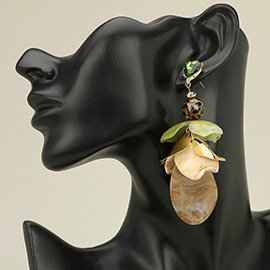 Bold Oversized Resin Floral Petal Drop Statement Earrings