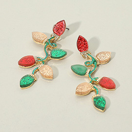 Glitter Resin Holiday Light Bulb Drop Earrings