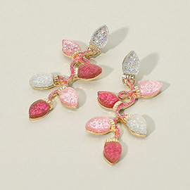 Glitter Resin Holiday Light Bulb Drop Earrings