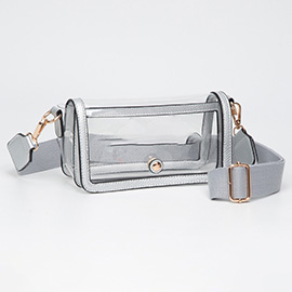 Transparent Rectangle Flap Crossbody Bag