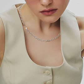 Silver Dipped Classic Oval Link Chain Necklace