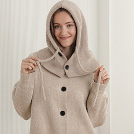 Cozy Drawstring Hooded Knit Scarf Hat