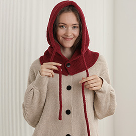 Cozy Drawstring Hooded Knit Scarf Hat