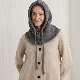 Cozy Drawstring Hooded Knit Scarf Hat