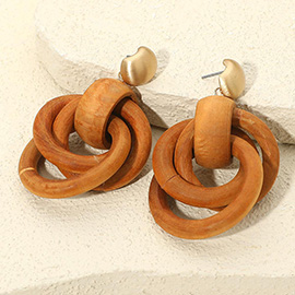 Bold Wooden Interlocking Knot Dangle Earrings