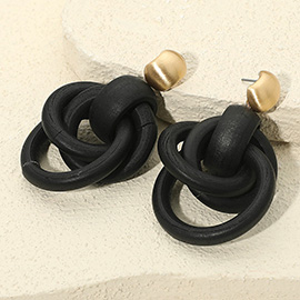 Bold Wooden Interlocking Knot Dangle Earrings