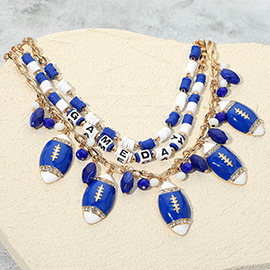 Football Charm Embellished GAMEDAY Heishi Beaded Layered Necklace
