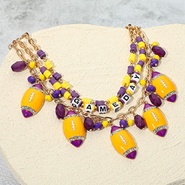 Football Charm Embellished GAMEDAY Heishi Beaded Layered Necklace
