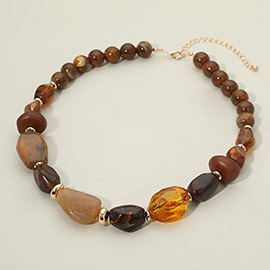 18K Gold Dipped Chunky Beaded Statement Necklae