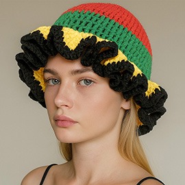Colorful Handmade Crochet Ruffle Hat