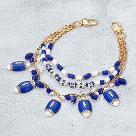 Football Charm Embellished GAMEDAY Heishi Beaded Layered Bag Charm