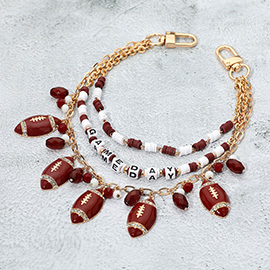 Football Charm Embellished GAMEDAY Heishi Beaded Layered Bag Charm