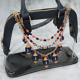 Football Charm Embellished GAMEDAY Heishi Beaded Layered Bag Charm