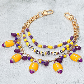 Football Charm Embellished GAMEDAY Heishi Beaded Layered Bag Charm