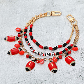 Football Charm Embellished GAMEDAY Heishi Beaded Layered Bag Charm