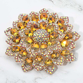Glass Stone Embellished Flower Pin Brooch