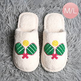 Cozy Pickleball Embroidered Indoor Floor Slippers