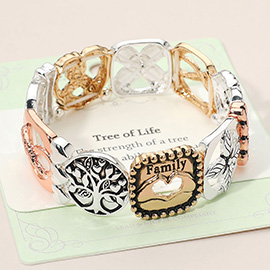 Tree of Life Family Message Stretch Bracelet