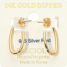 14K Gold Dipped Hypoallergenic U Shaped Hoop Earrings